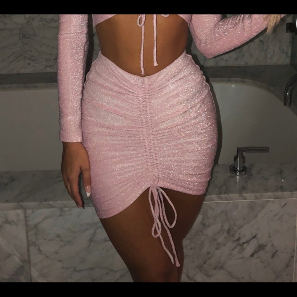 Pink sparkle mini skirt